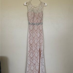 City Triangles Lace Maxi Dress - White and Tan